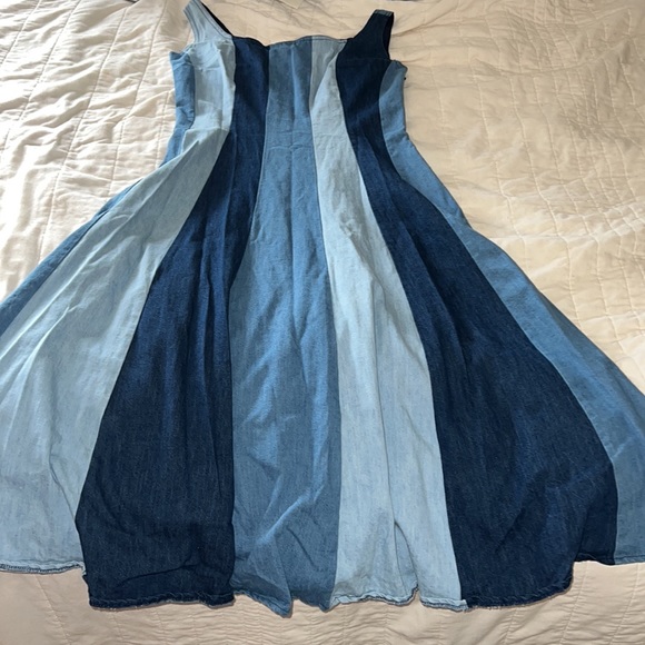 *Farm Rio* Colorblock Denim Midi Dress, Small - Picture 4 of 12